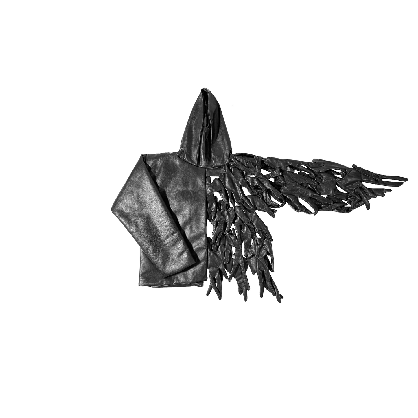 "MAIN CHARACTERS" LEATHER HOODIE AS ART