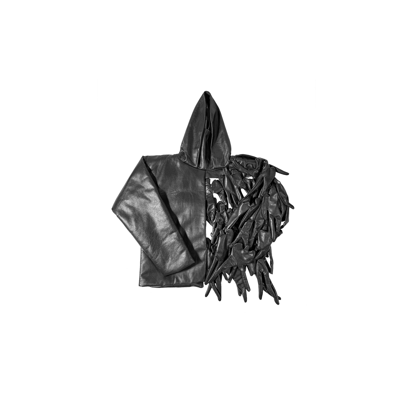 "MAIN CHARACTERS" LEATHER HOODIE AS ART