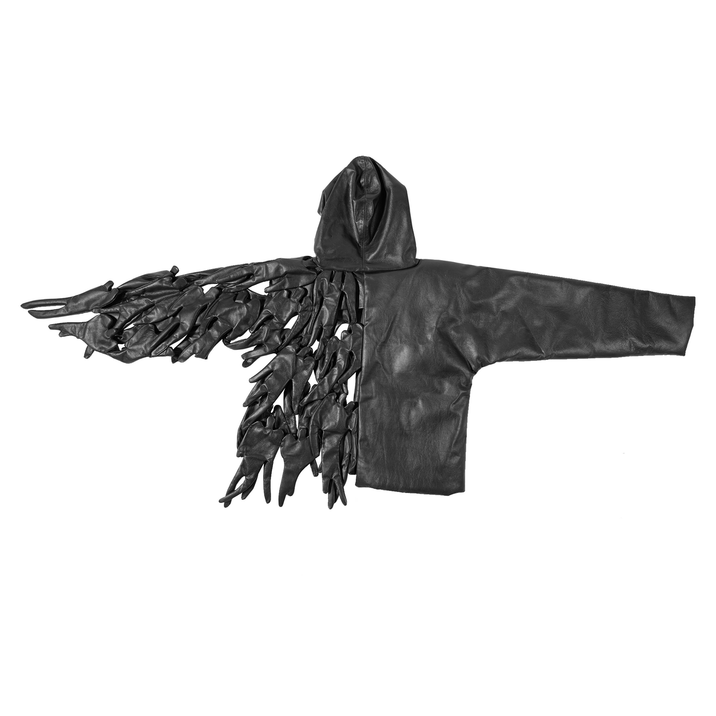 "MAIN CHARACTERS" LEATHER HOODIE AS ART