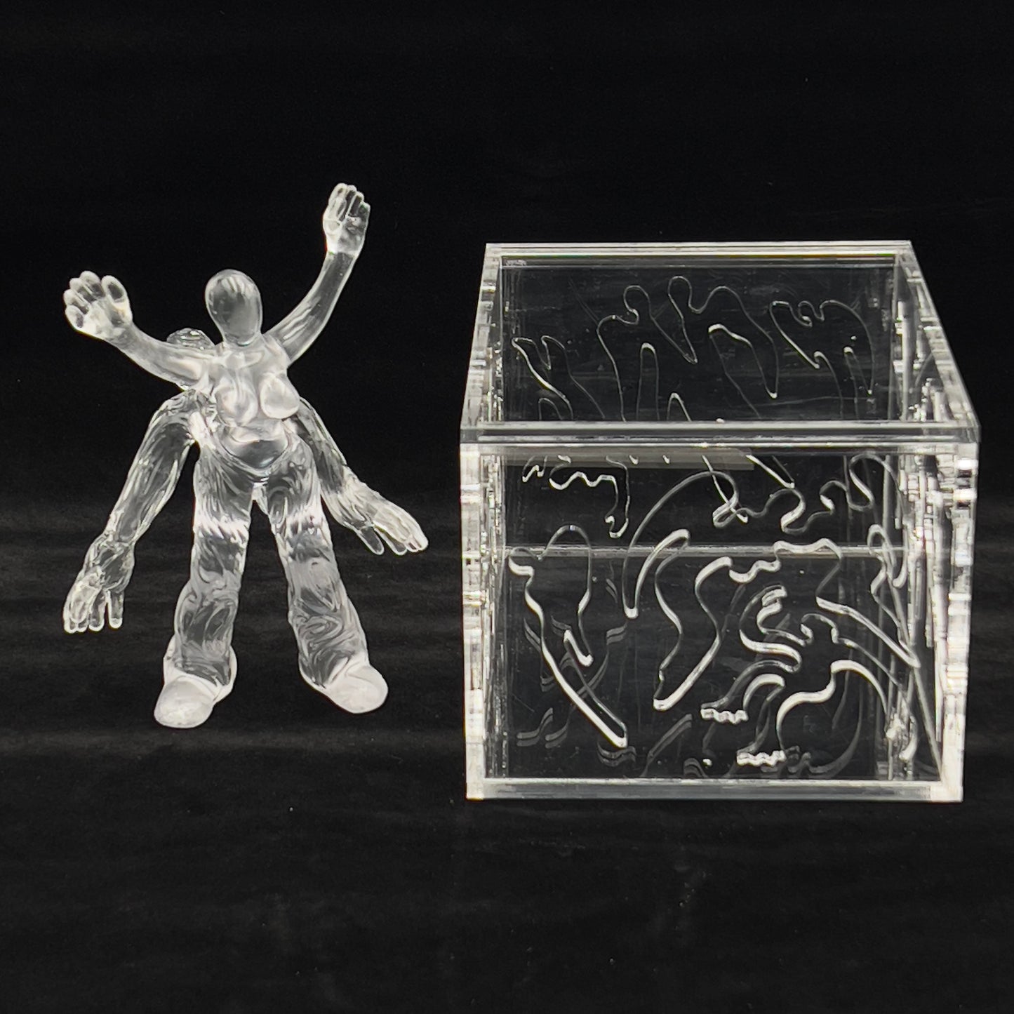 BEN MA "COMING OUT" CLEAR RESIN SCULPTURE