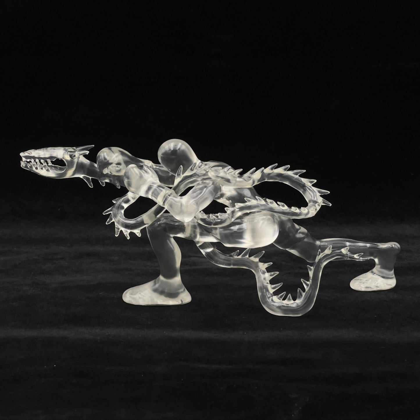 BEN MA "DRAGON BOXER" CLEAR RESIN SCULPTURE