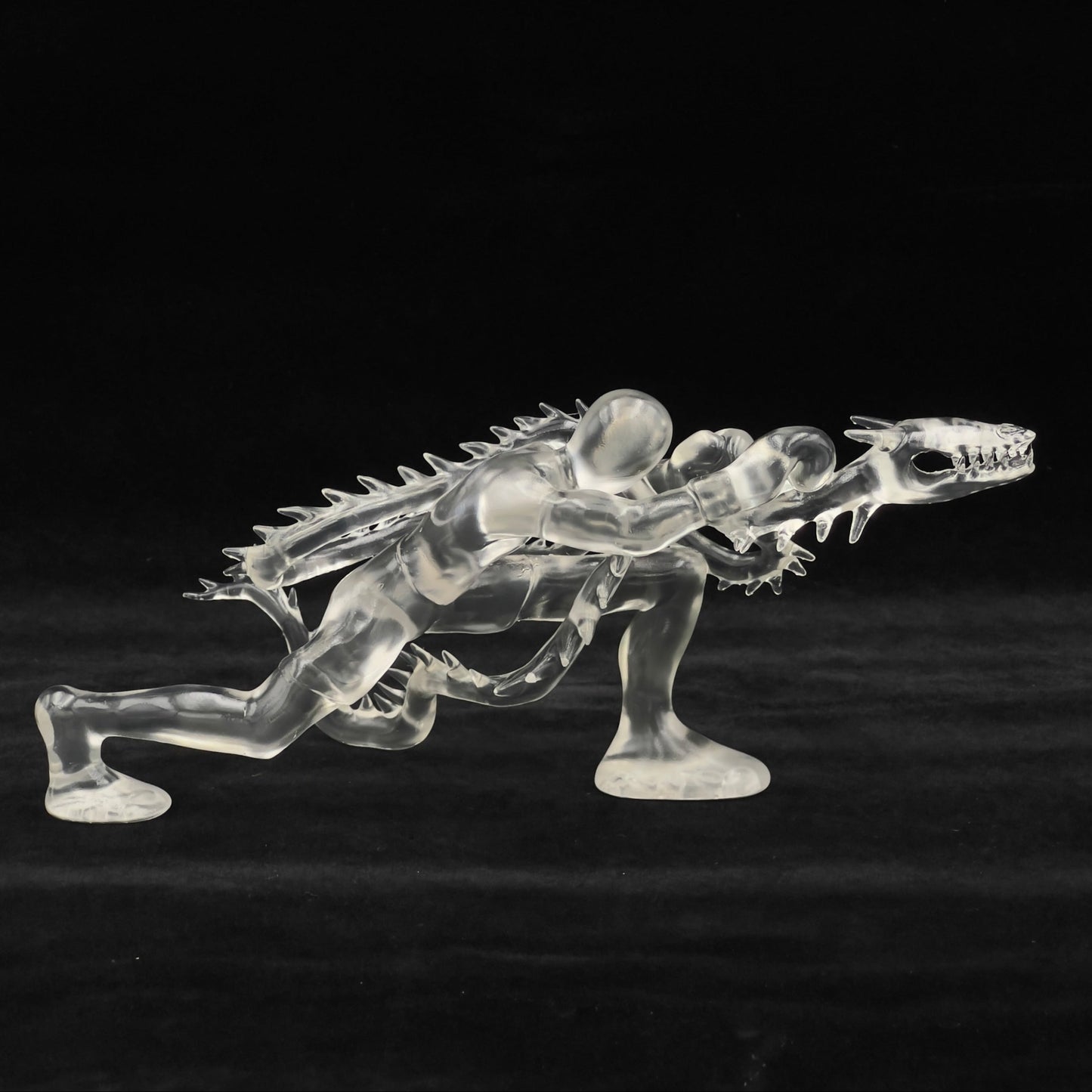 BEN MA "DRAGON BOXER" CLEAR RESIN SCULPTURE