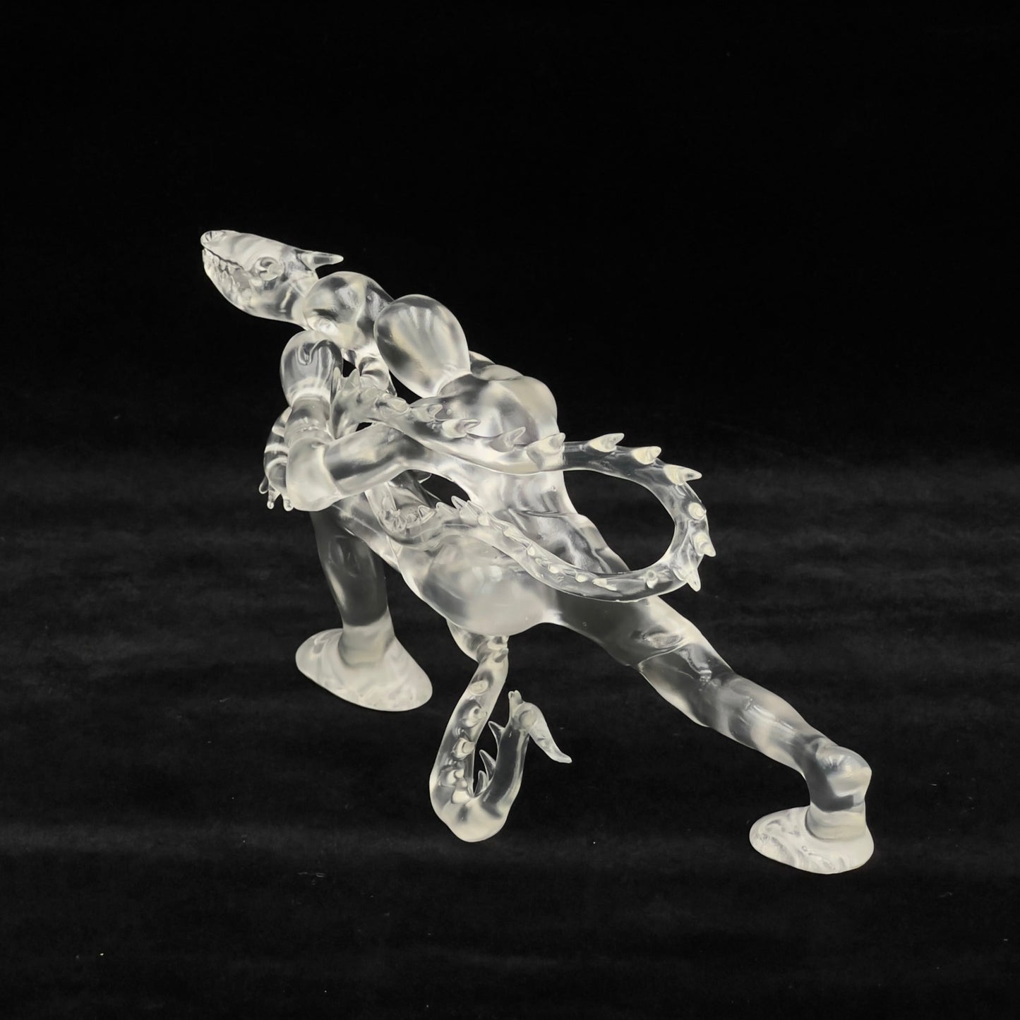 BEN MA "DRAGON BOXER" CLEAR RESIN SCULPTURE