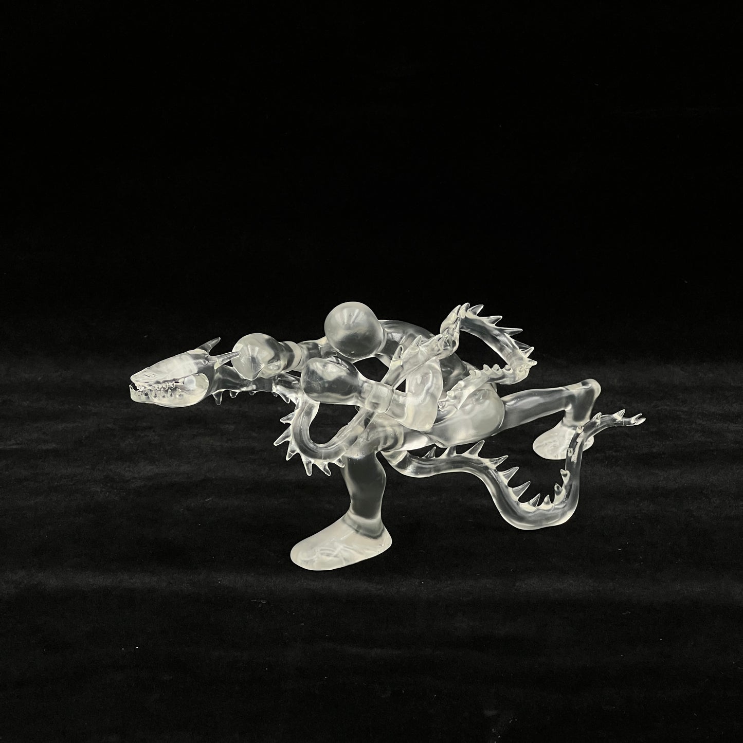 BEN MA "DRAGON BOXER" CLEAR RESIN SCULPTURE