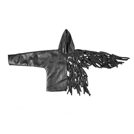 "MAIN CHARACTERS" LEATHER HOODIE AS ART