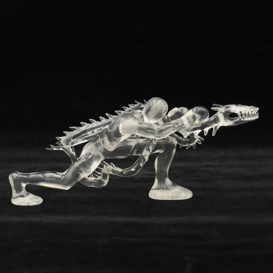BEN MA "DRAGON BOXER" CLEAR RESIN SCULPTURE