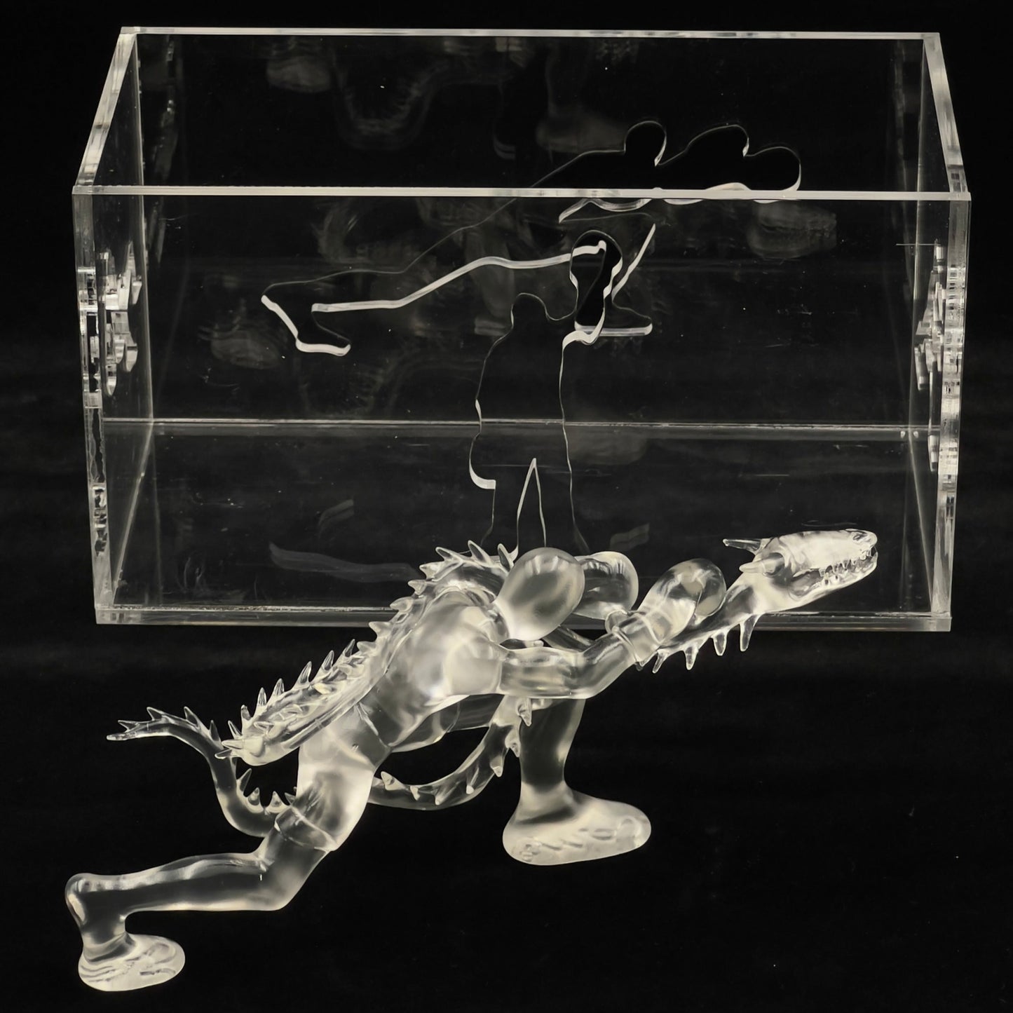 BEN MA "DRAGON BOXER" CLEAR RESIN SCULPTURE